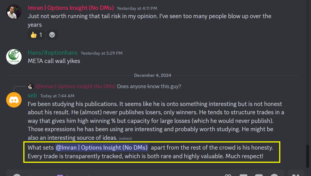 Discord — transparently tracked trades